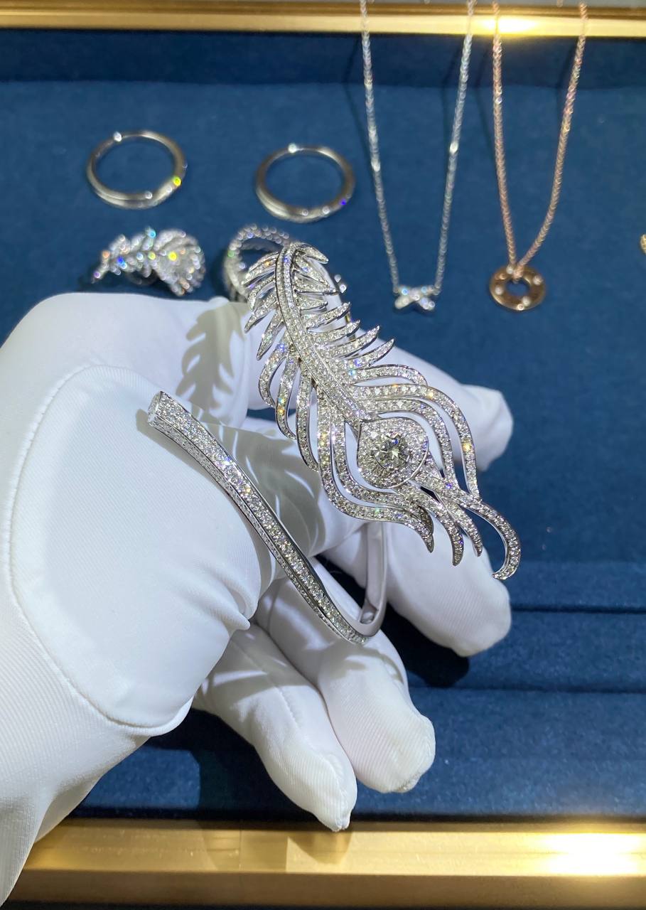 Bchrn Feather full pavé diamond bracelet