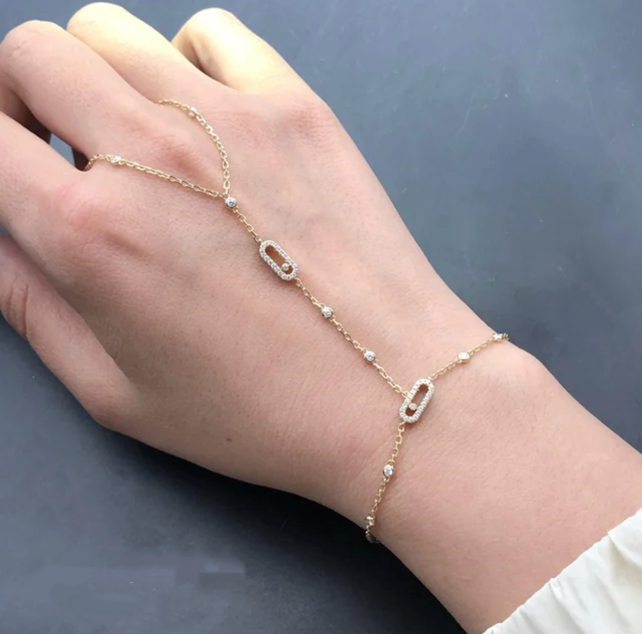 Mssk uno hand chain bracelet with diamonds
