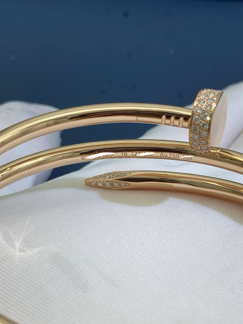 Nail Inspired double row bracelet with diamonds