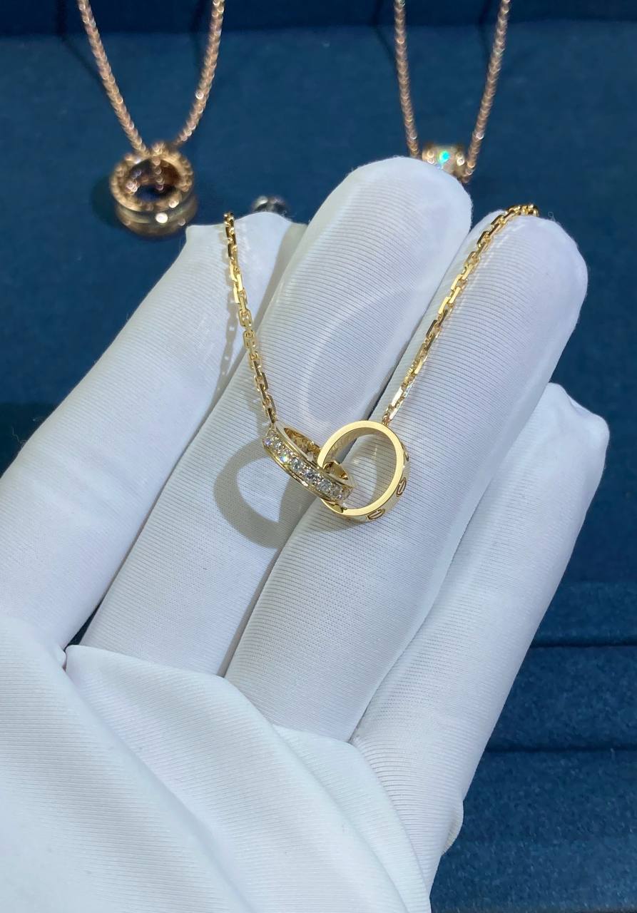 Love chain necklace half-paved