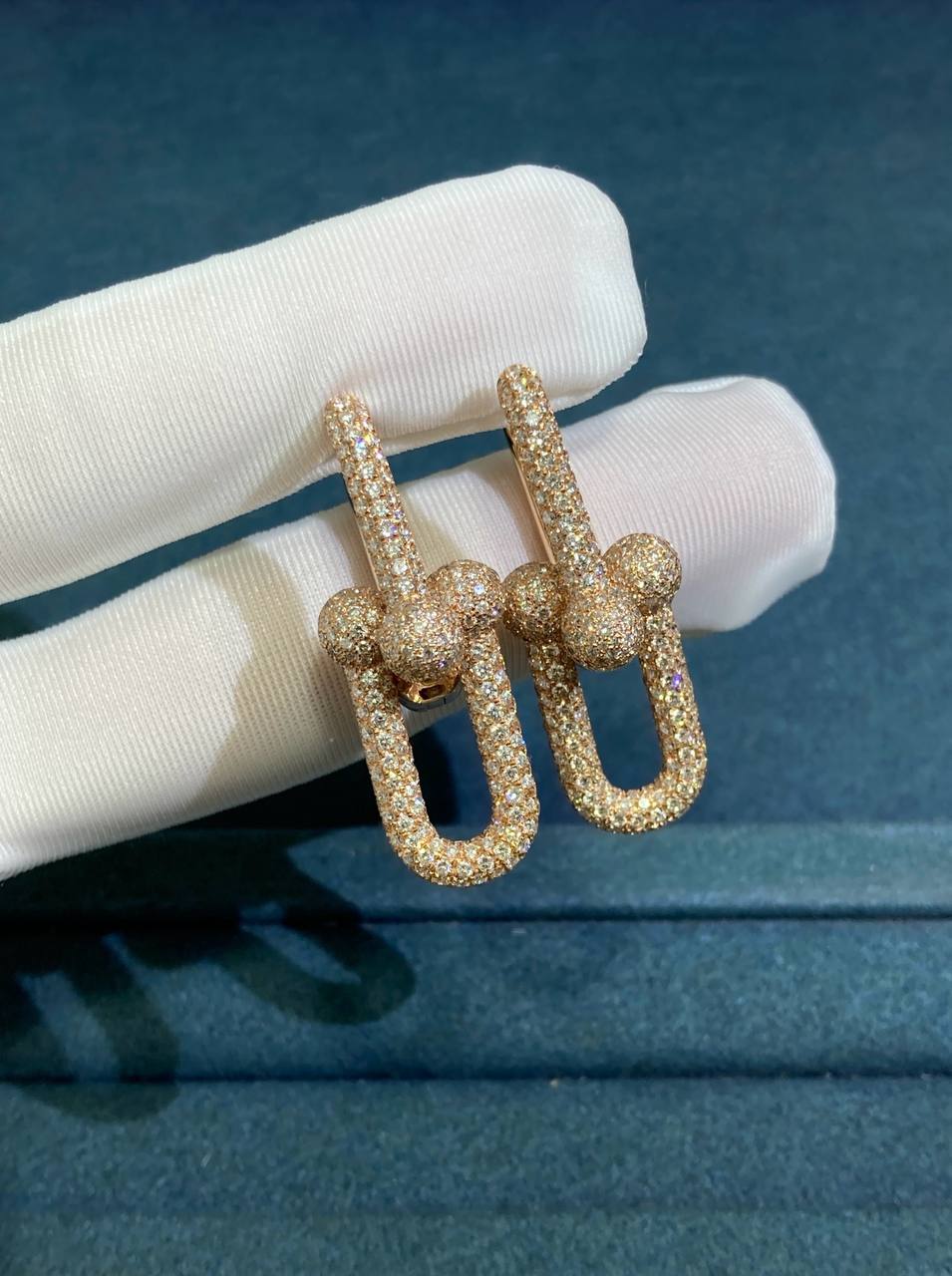 TC Large earrings with pavé diamonds