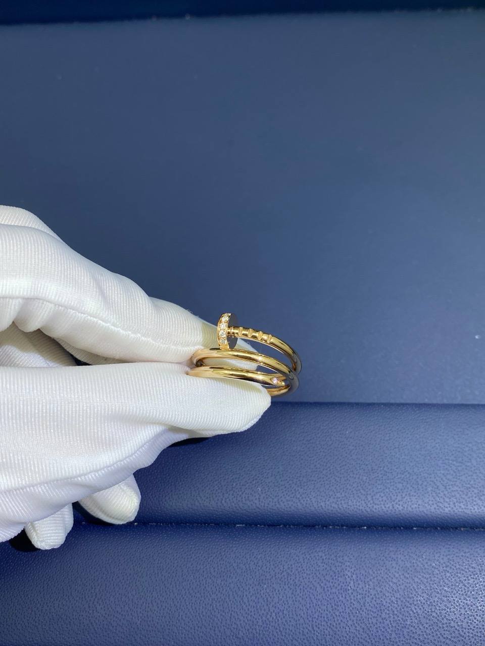 Nail Inspired double row ring with diamonds