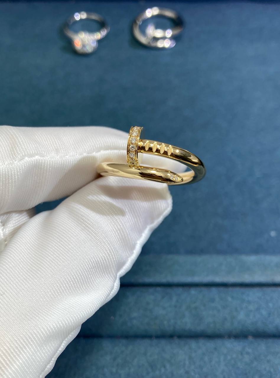 Nail Inspired ring with diamonds