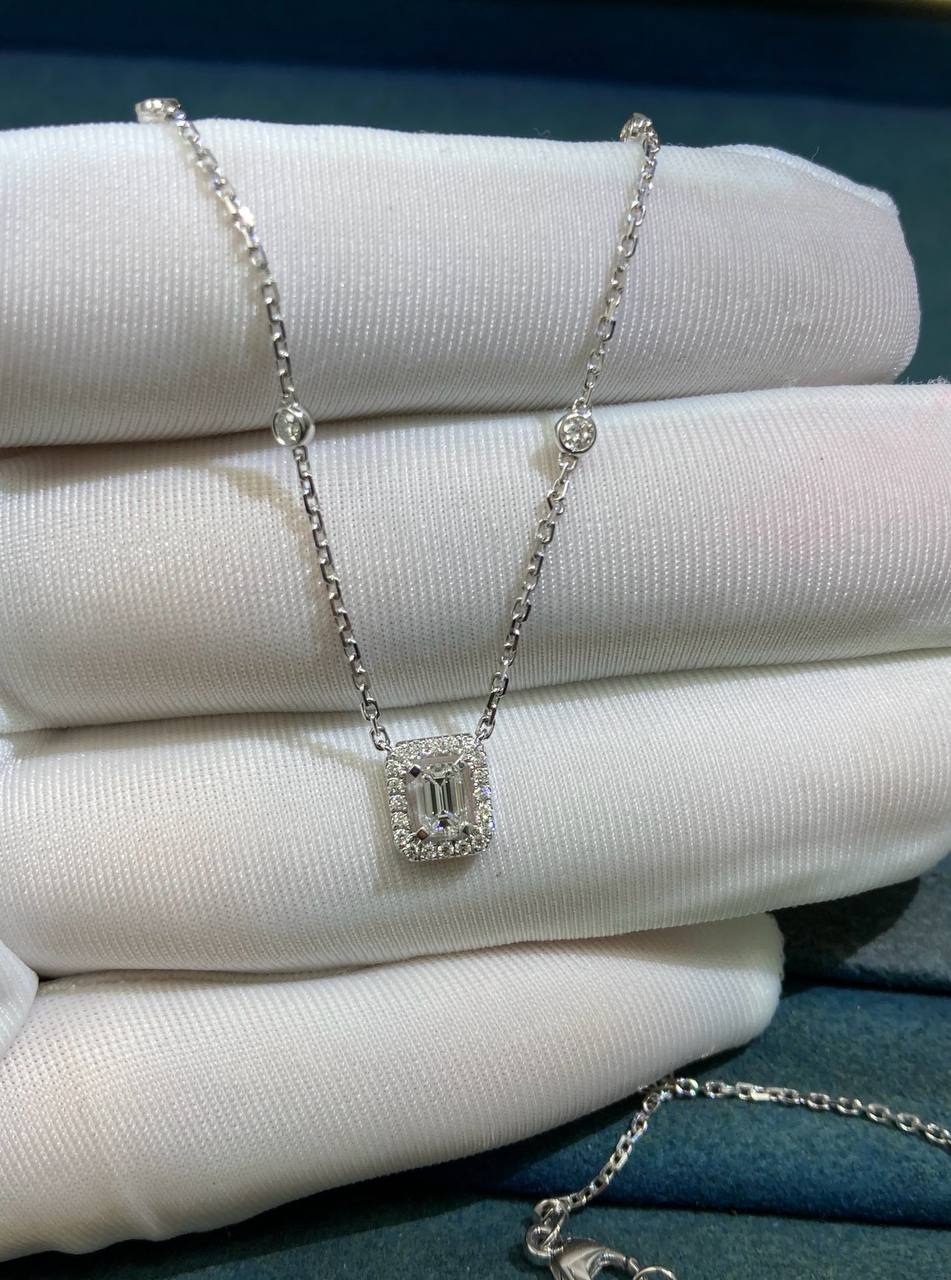 Mssk Two Rows necklace with Pear-cut and Emerald-cut diamonds