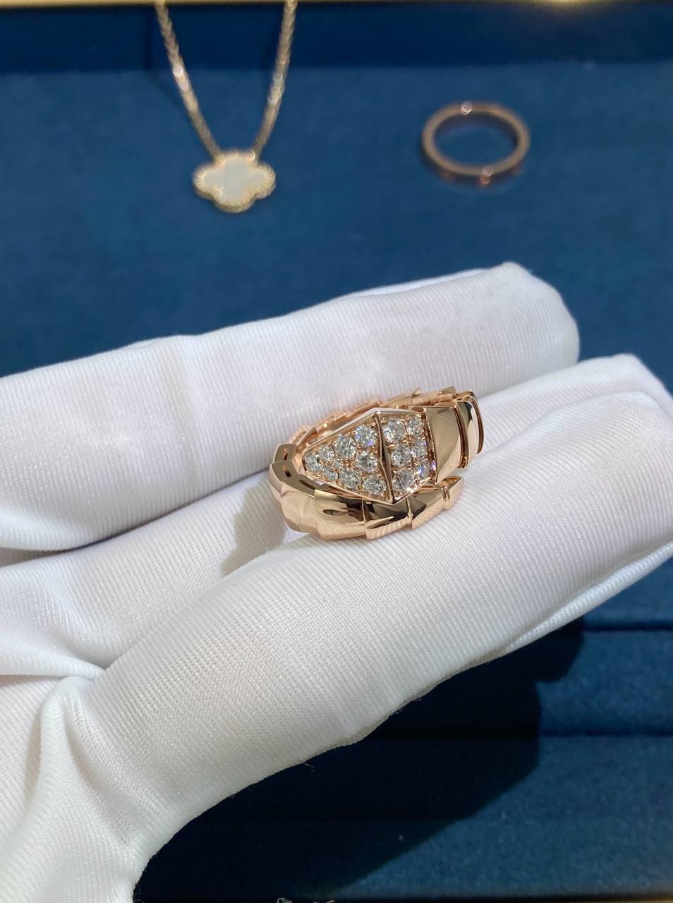Serpent ring with diamonds model L