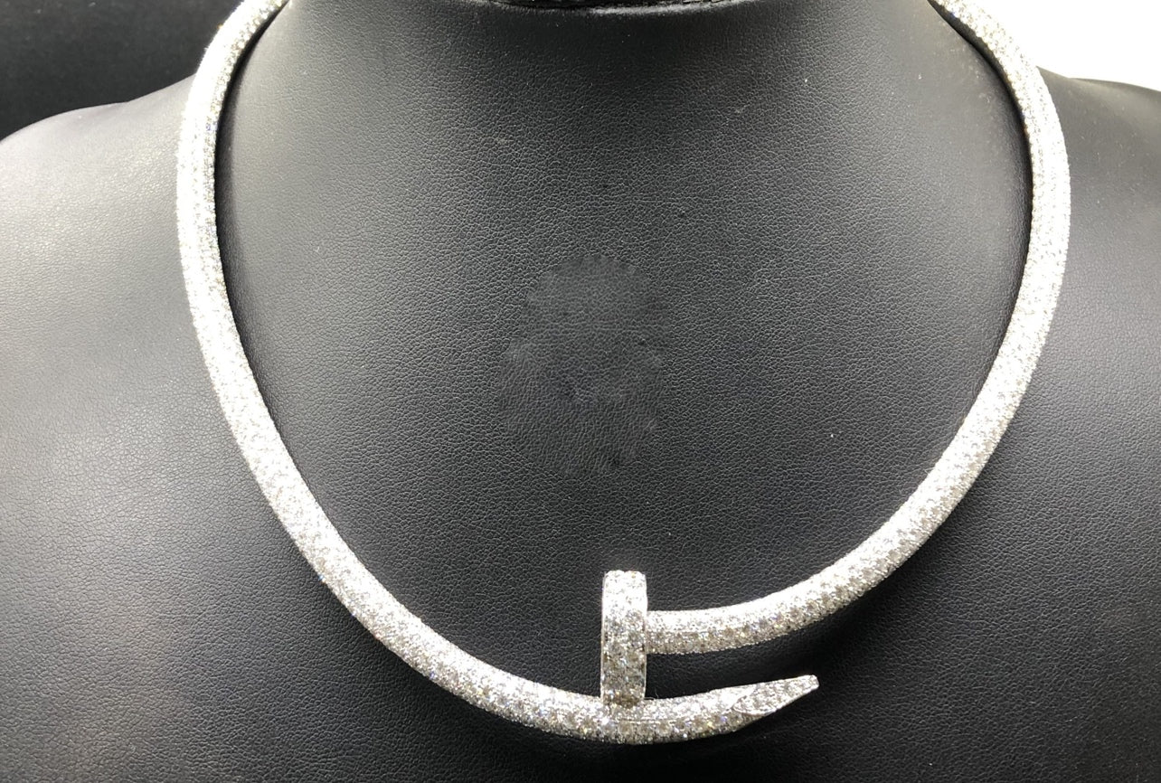 Nail Inspired full pavé Diamond large model necklace